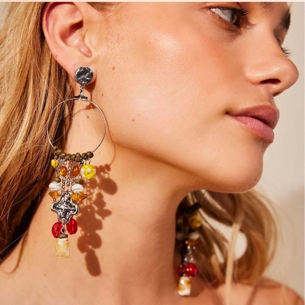 Free People Lola Hoops! Beads and Charms!